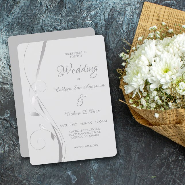 Invitación a la boda grisácea pálida con sordera d (Subido por el creador)