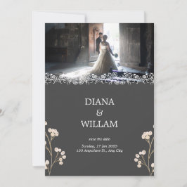 Invitación a la boda grisácea simple