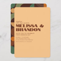 Invitación a la Boda Groovy de Pastel Retro 70