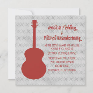 Invitación a la Boda Grunge de la Guitarra Roja