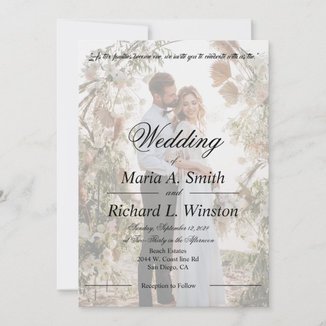Invitación a la boda, guardar la fecha, recepción (Anverso)