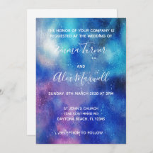 Invitación a la boda | Guión de color azul