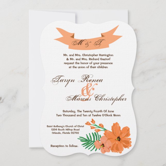 Invitación a la boda hawa hawa de hibiscus de prim (Anverso)