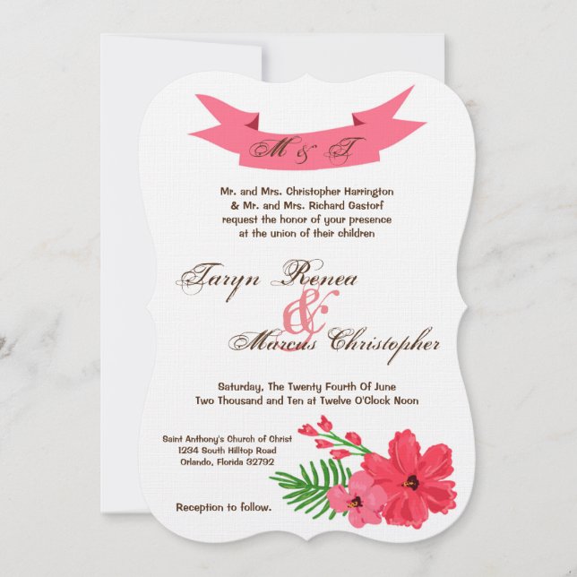 Invitación a la boda hawa hawa de hibiscus de prim (Anverso)