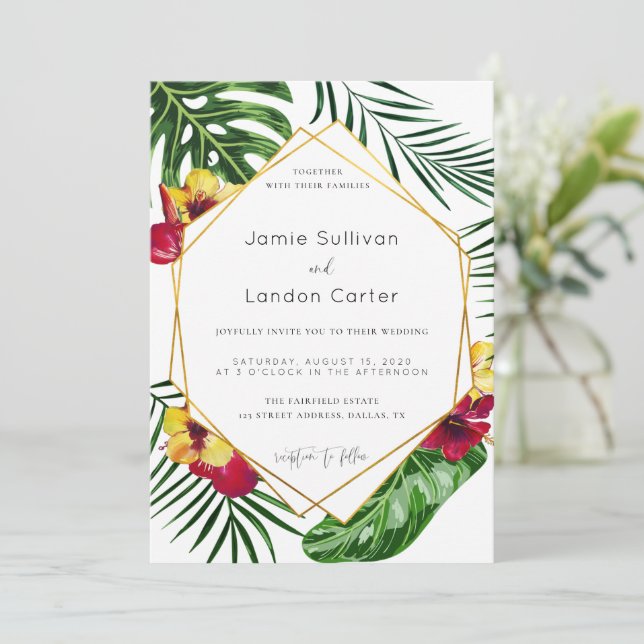 Invitación a la boda hawaiana (Anverso de pie)