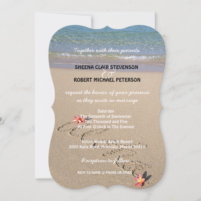 Invitación a la boda hawaiana en la playa de flore (Anverso)