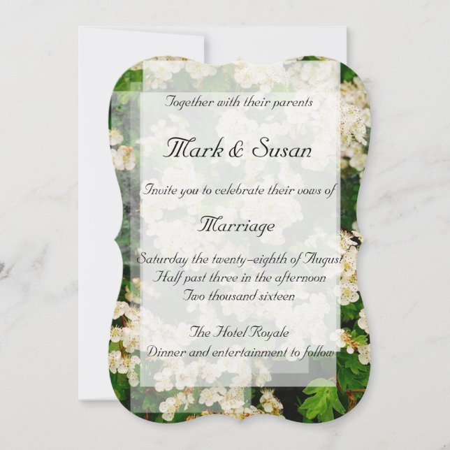 Invitación a la boda Hawthorn Blossom (Anverso)