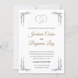 Invitación a la boda hebrea judía deja la frontera