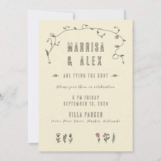 Invitación a la boda hecha a mano (Anverso)