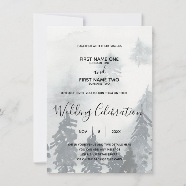 Invitación a la boda helada de invierno (Anverso)