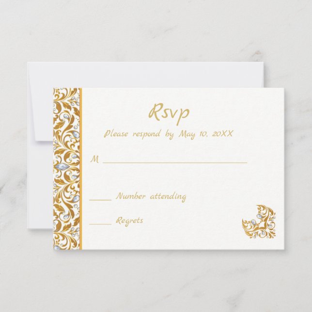 Invitación a la boda hindú de oro RSVP (Anverso)