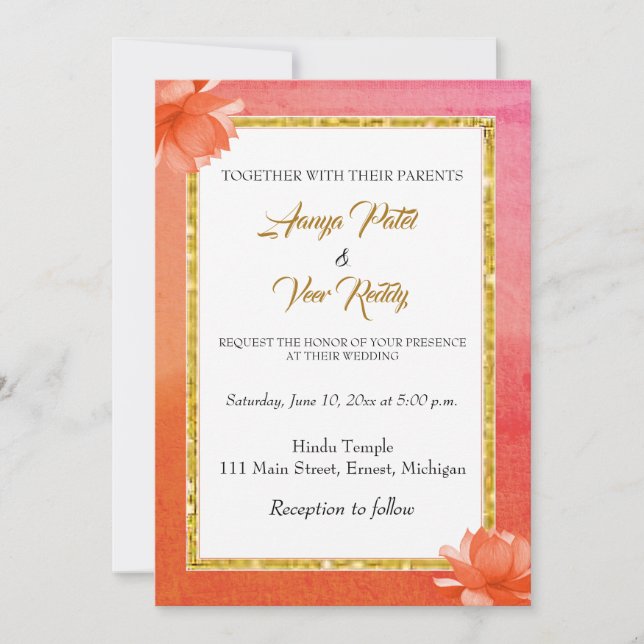Invitación a la boda hindú india (Anverso)