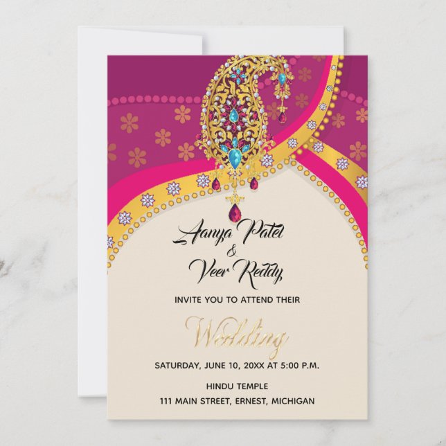 Invitación a la boda hindú india (Anverso)