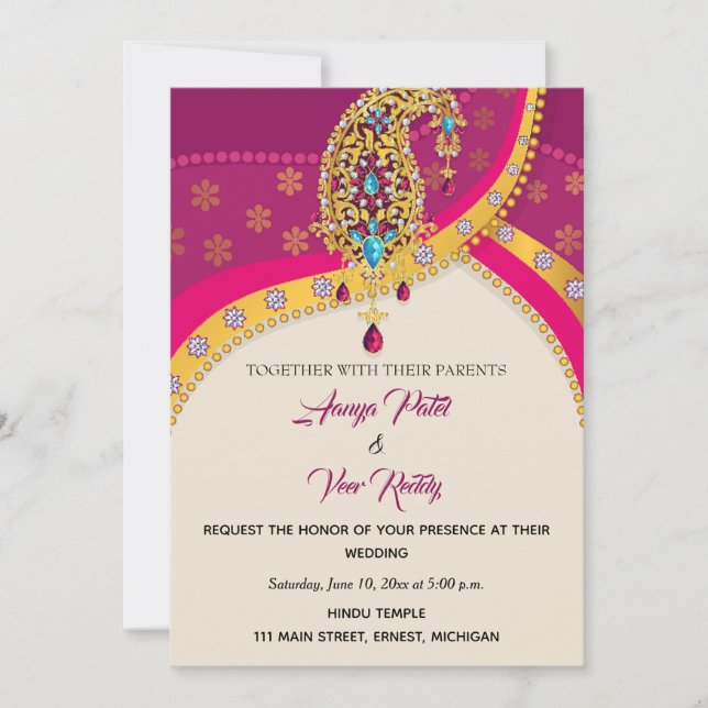 Invitación a la boda hindú india (Anverso)