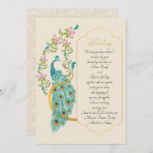 Invitación a la boda hindú-pavo real