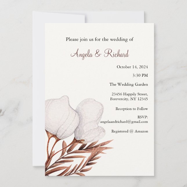 Invitación a la boda, hoja, otoño, invitación al j (Anverso)