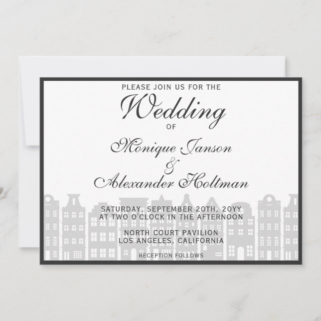 Invitación a la boda holandesa en el Canal de Amst (Anverso)
