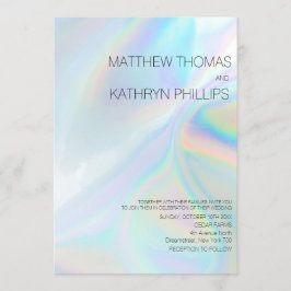 Invitación a la boda holográfica geométrica modern