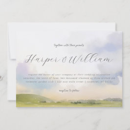 Invitación a la boda horisonal del paisaje acuátic