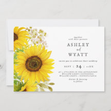 Invitación a la boda horizontal del girasol del pa