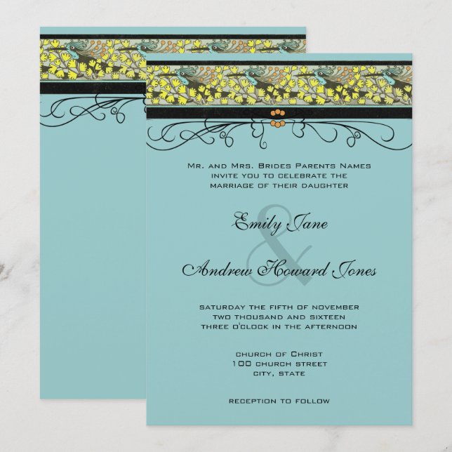 Invitación a la boda Hummingbirds & Maidenhair (Anverso / Reverso)