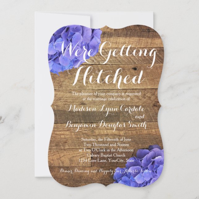 Invitación a la boda Hydragea de madera de pajar (Anverso)