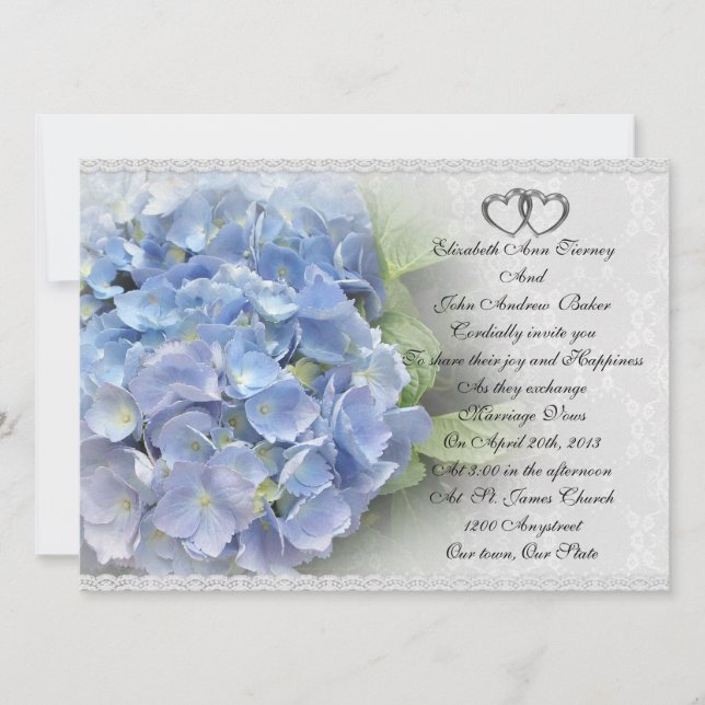 Invitación a la boda Hydrangea y Lace (Anverso)