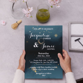 Invitación a la boda ilustrativa de Night Sky