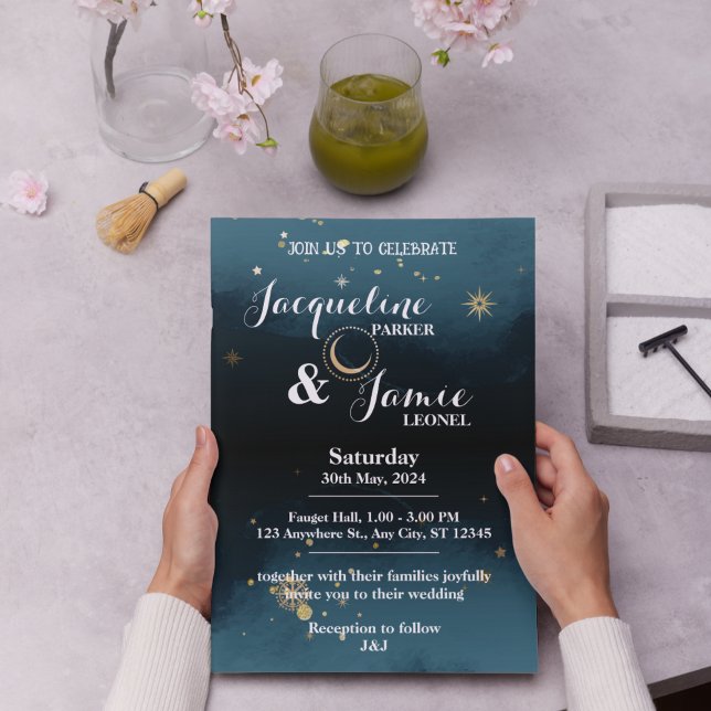 Invitación a la boda ilustrativa de Night Sky (Subido por el creador)