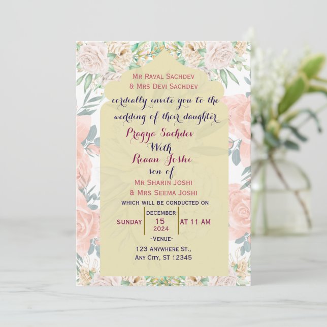 Invitación a la boda india (Anverso de pie)