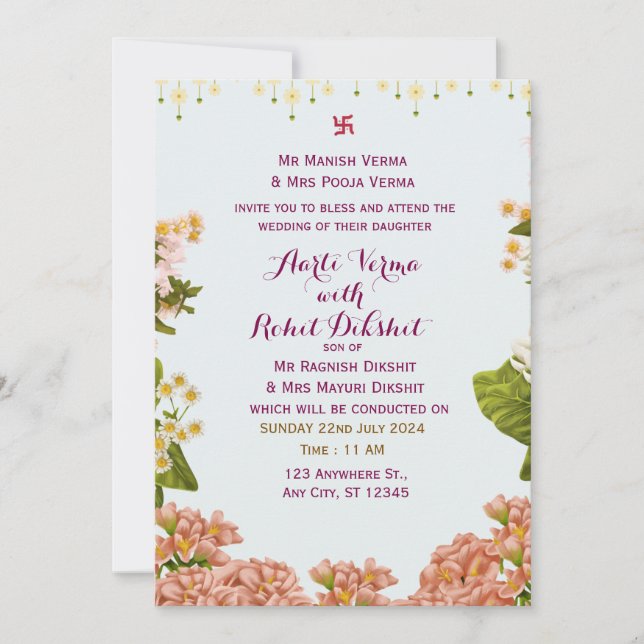 Invitación a la boda india (Anverso)