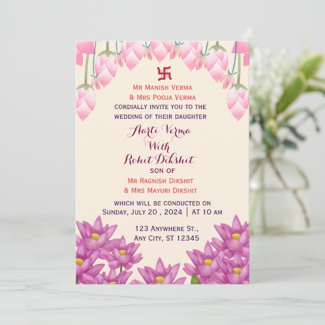Invitación a la boda india (Anverso de pie)