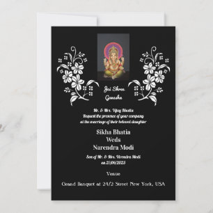 Invitación a la boda india con el auspicioso Ganes