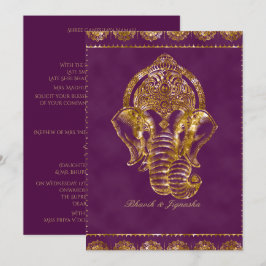 Invitación a la boda india con Purpurina morado y 