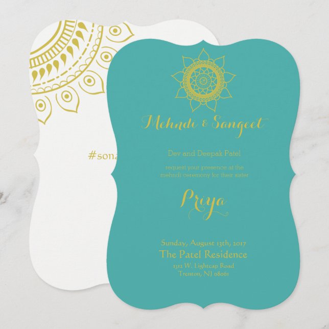 Invitación a la boda india de Bollywood con Om (Anverso / Reverso)