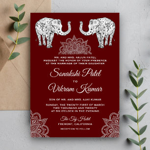 Invitación a la boda india de Henna Tattooed Eleph