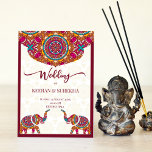 Invitación a la boda india de los elefantes de Man<br><div class="desc">Invitación a la boda india de los elefantes de marrón de Mandala rangoli.</div>