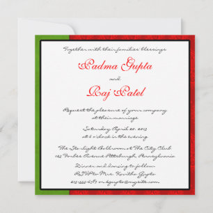 Invitación a la boda india de Red Paisley Peacock