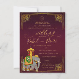 Invitación a la boda india del oro rojo Lord Ganes