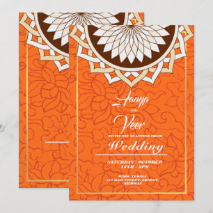 Invitación a la boda india naranja
