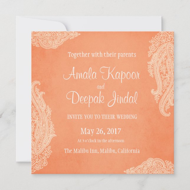 Invitación a la boda india, oro, Boda hindú (Anverso)