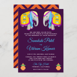 Invitación a la boda india para elefante de arte p