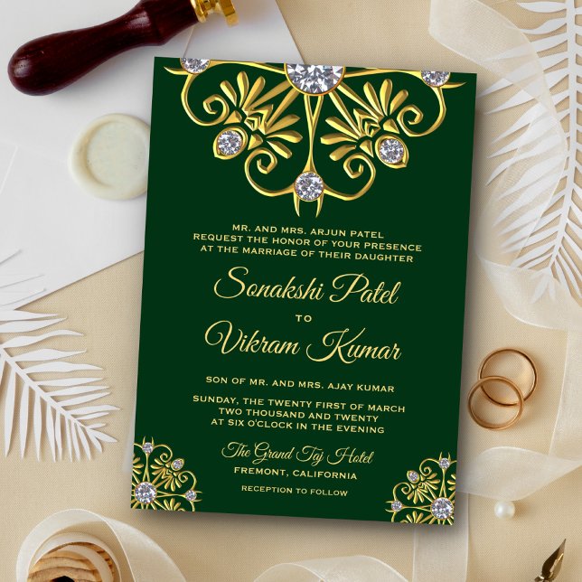 Invitación a la boda india por el diamante dorado  (Subido por el creador)