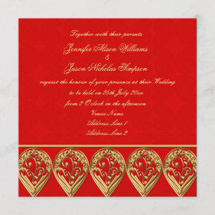 Invitación a la boda india, Red & Gold Paisley