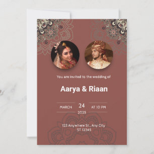 Invitación a la boda india tradicional en rojo