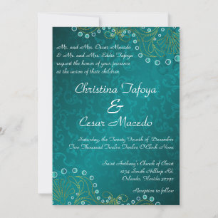 Invitación a la boda: India Verde azulada árabe