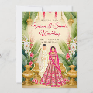 Invitación a la boda india y tarjeta boda india