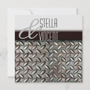 Invitación a la boda industrial Diamondplate