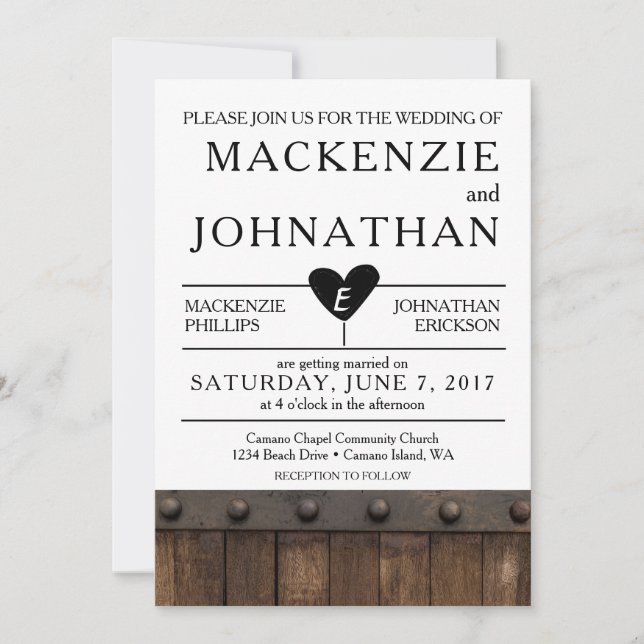 Invitación a la boda industrial rústica (Anverso)