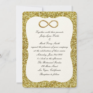 Invitación a la boda infinita de oro Purpurina Gol